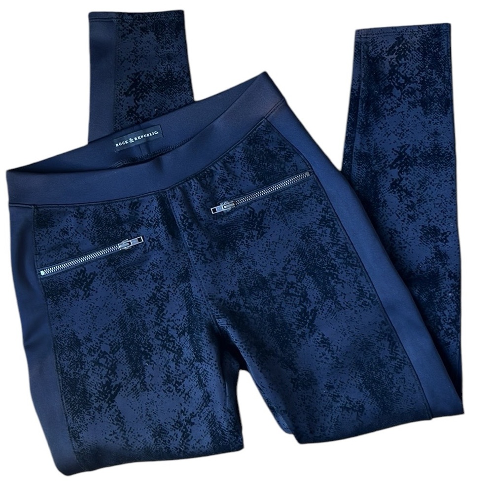 Rock & Republic Snake Print Crashed Velour Leggings